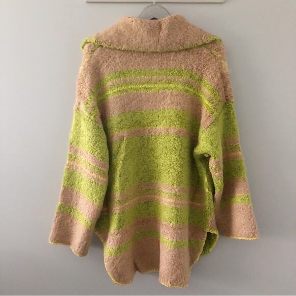 Free People Sunshine to Follow Argyle Cotton Blend Sweater Lemon Sugar Combo NEW - Picture 3 of 10